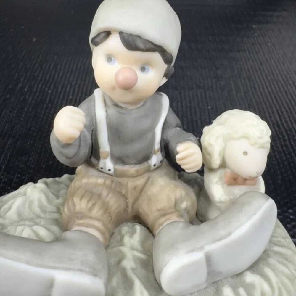 Kim Anderson 1999 I Promise You Laughter And Smiles Boy And Lamb Figurine‎ VTG
